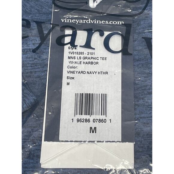 NEW Vineyard Vines Men Sz M Long Sleeve Harbor Performance Graphic Tee Navy Hthr - Picture 3 of 7